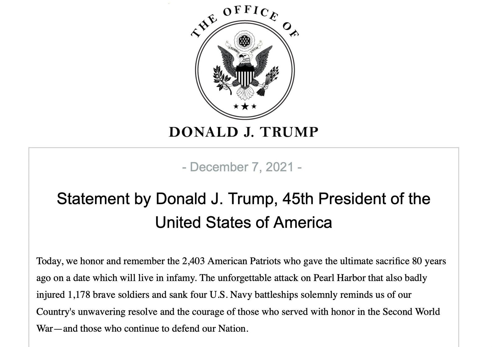 GEOTUS's Commemoration of Pearl Harbor – TheDonald