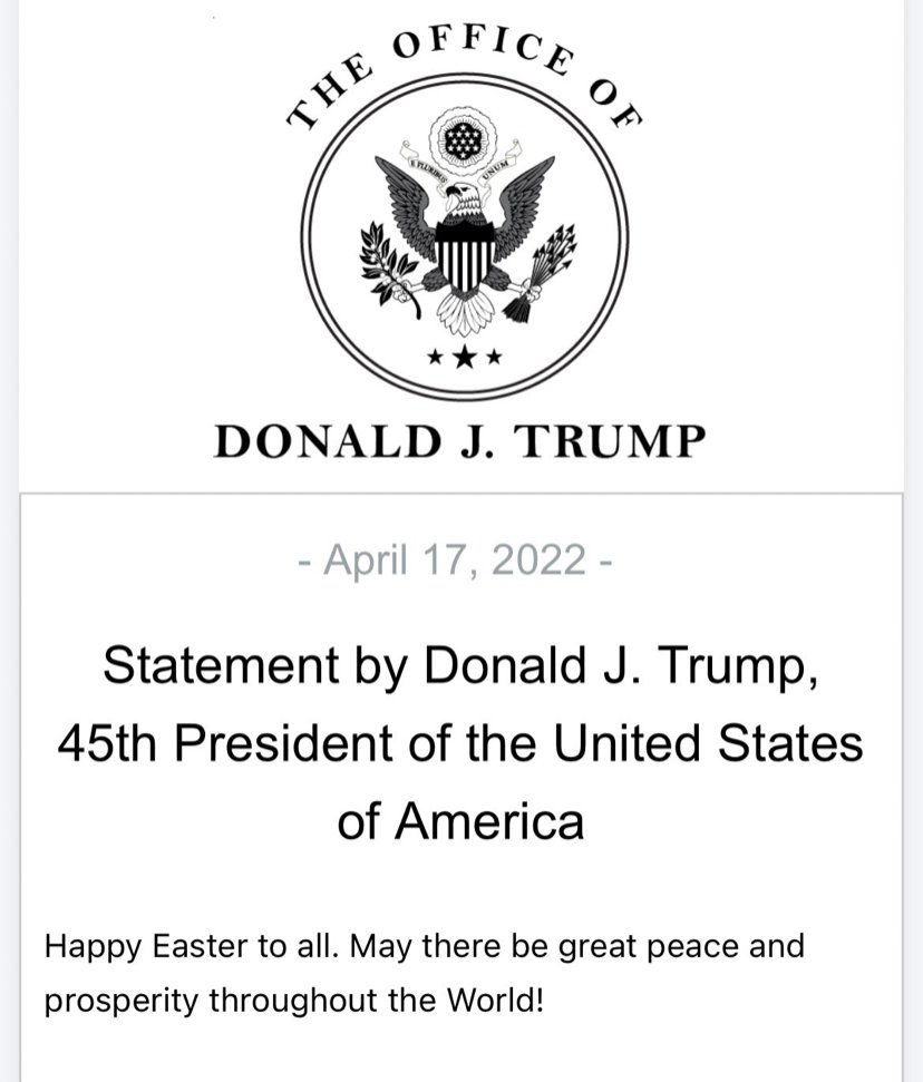 GEOTUS “Happy Easter to all.” – The Donald