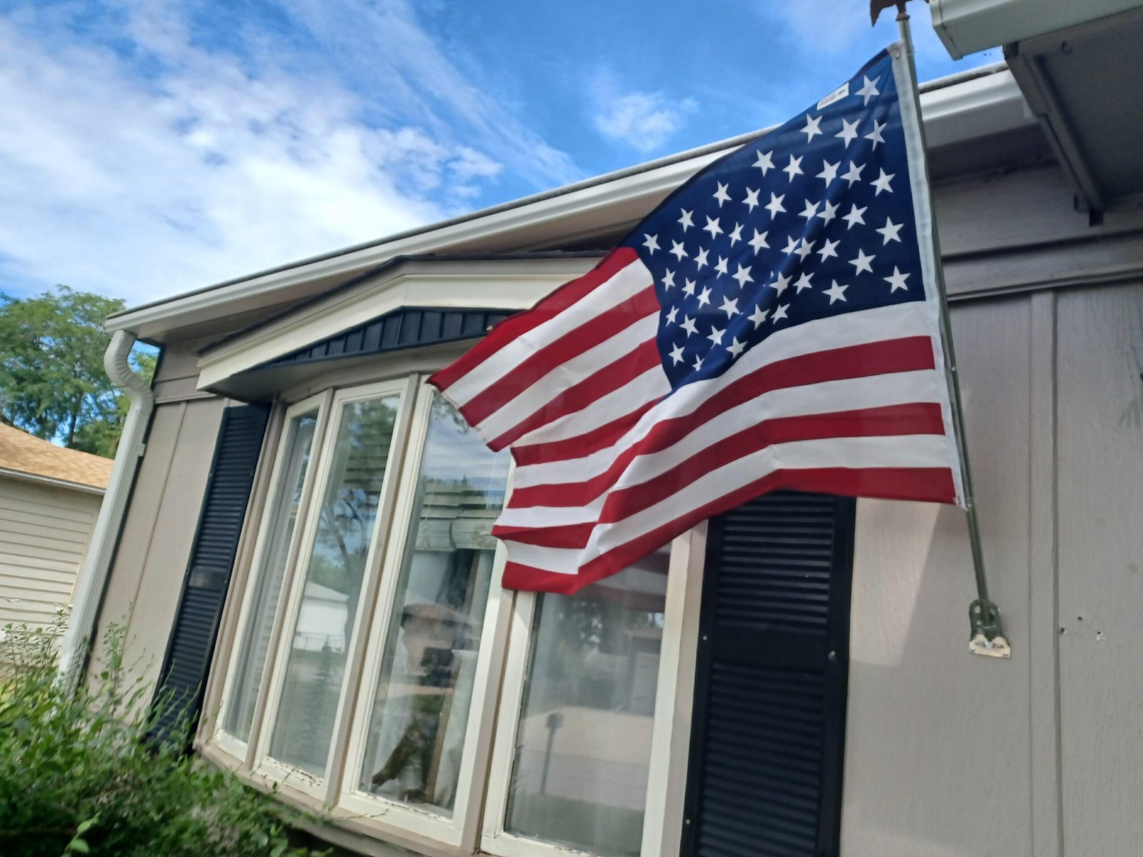 Brand new Old Glory to celebrate the start of the 4th of July, and an end to pedo month…. Doggo approved (Who’s that 🐕 in the window). – The Donald – America First