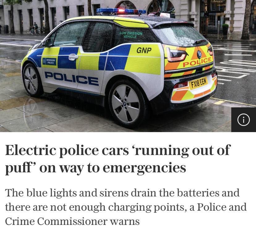 U.K. Cops aren’t showing up to many crimes and emergencies because of the limited range of their electric vehicles – TheDonald